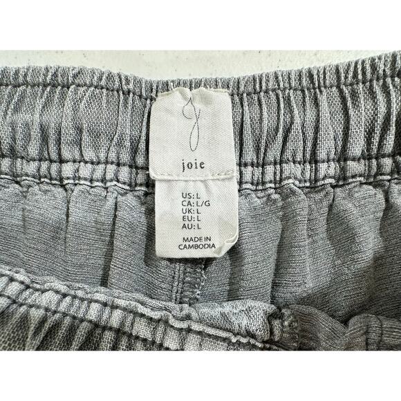J By Joie Cropped Pants Size Large Gray Wash Wide Leg Linen Lyocell Drawstring - Picture 3 of 10